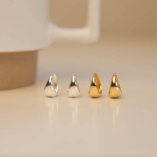 日常養耳款 極簡亮光甜甜圈 純銀易扣耳環 銀/金 