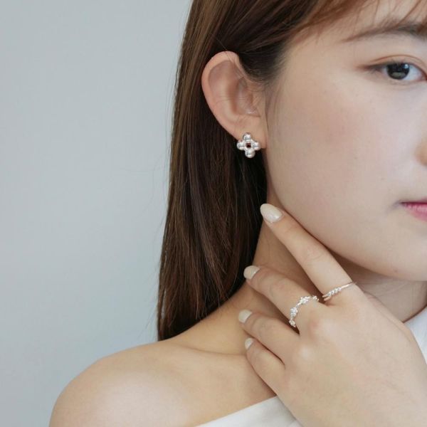 立體復古四圓珠耳釘 