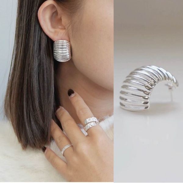 重工 厚磅! 大貝殼紋 耳釘 