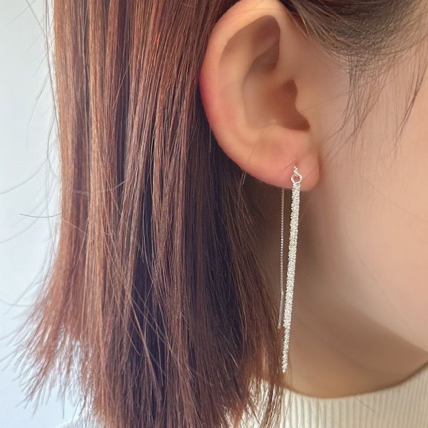 滿天星 垂墜流蘇純銀耳釘 韓系純銀耳環,S925抗敏耳釘,女生氣質耳環推薦,小巧純銀耳環,抗敏耳環不過敏,百搭日常耳環,簡約韓系耳飾