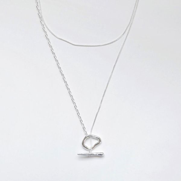 波浪感 日本小眾 雙層OT扣項鍊 