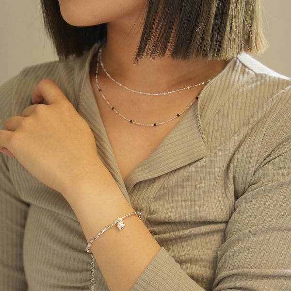 細節滿滿 彎管立體小愛心手鍊 韓系純銀手鍊,S925抗敏手環,簡約手鍊推薦,女生日常百搭手鍊,情侶手鍊純銀,姐妹手鍊禮物,純銀手環,韓系風格,個性手鍊推薦