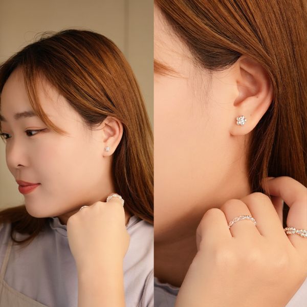 溫柔小碎花 純銀耳釘 韓系純銀耳環,S925抗敏耳釘,女生氣質耳環推薦,小巧純銀耳環,抗敏耳環不過敏,百搭日常耳環,簡約韓系耳飾