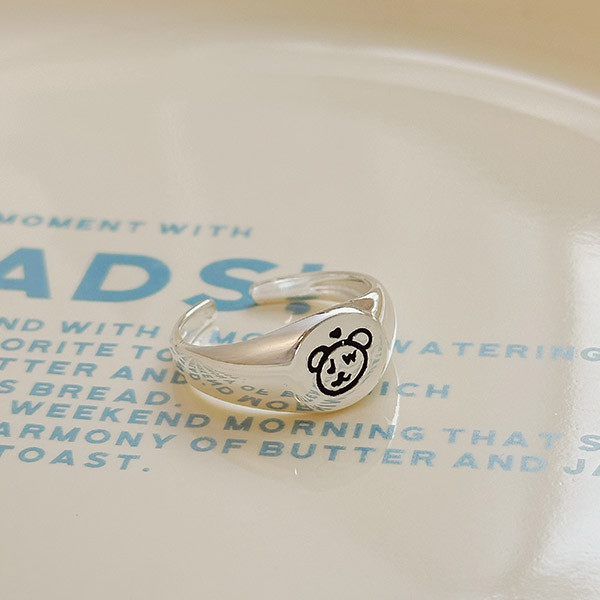 泰迪熊玩偶 寬寬的！開口戒指 