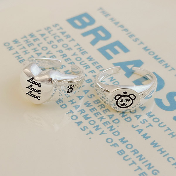 泰迪熊玩偶 寬寬的！開口戒指 