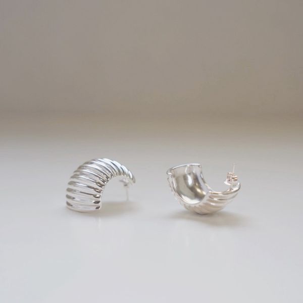 重工 厚磅! 大貝殼紋 耳釘 