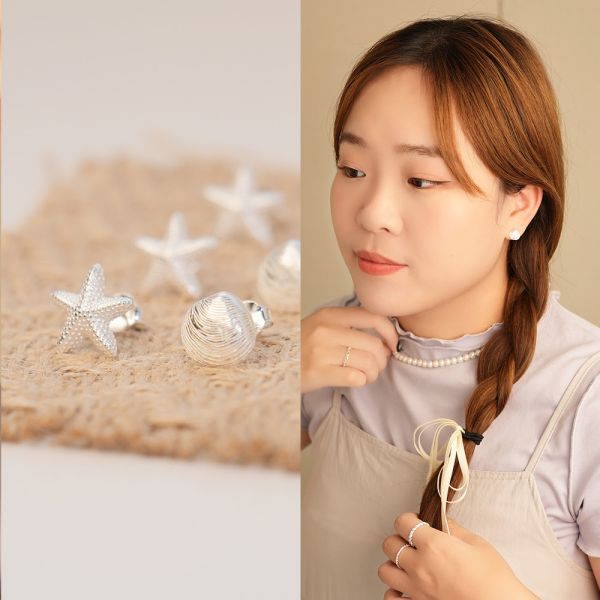 沙灘浪漫 貝殼海星 純銀耳釘 韓系純銀耳環,S925抗敏耳釘,女生氣質耳環推薦,小巧純銀耳環,抗敏耳環不過敏,百搭日常耳環,簡約韓系耳飾