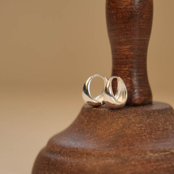 日常養耳款 極簡亮光甜甜圈 純銀易扣耳環 銀/金 