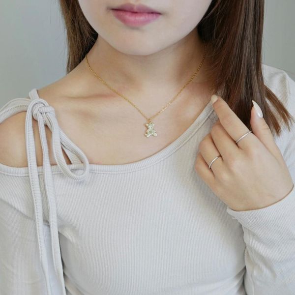 童話故事 泰迪熊純銀項鍊 韓系純銀項鍊,S925鎖骨鍊推薦,女生百搭項鍊,韓系氣質鎖骨鍊,抗敏項鍊推薦,日常穿搭項鍊