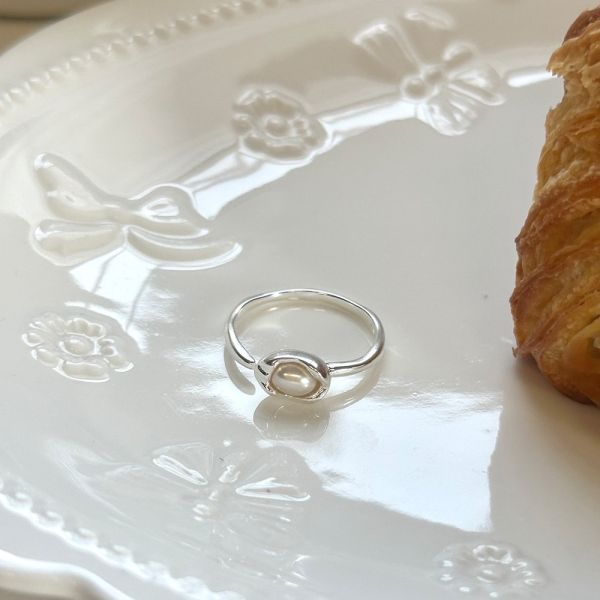 銀漿天然珍珠戒指 