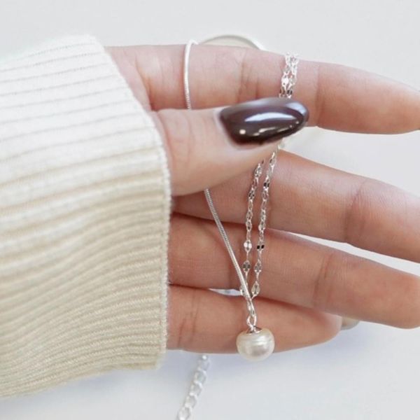 雙鍊淡水珍珠 純銀項鍊 