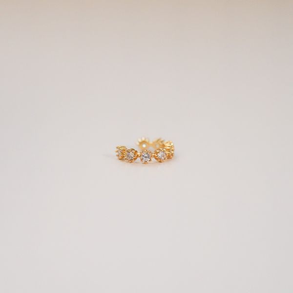 花型鑲嵌法 小圓排鑽 純銀耳骨夾 單售 