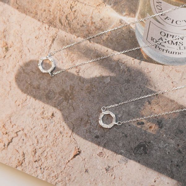 韓系不規則鋯石 圓圈純銀項鍊 韓系純銀項鍊,S925鎖骨鍊推薦,女生百搭項鍊,韓系氣質鎖骨鍊,抗敏項鍊推薦,日常穿搭項鍊