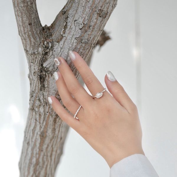 銀漿天然珍珠戒指 