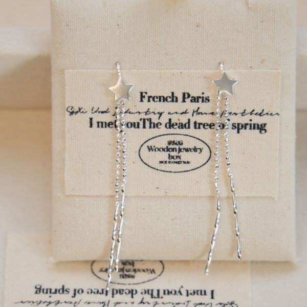 設計師款 小星芒 垂墜流蘇耳釘 韓系純銀耳環,S925抗敏耳釘,女生氣質耳環推薦,小巧純銀耳環,抗敏耳環不過敏,百搭日常耳環,簡約韓系耳飾