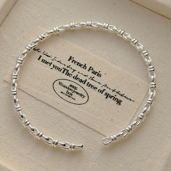 重工！繩結編織 簍空純銀手鐲 韓系純銀手鍊,S925抗敏手環,簡約手鍊推薦,女生日常百搭手鍊,情侶手鍊純銀,姐妹手鍊禮物,純銀手環,韓系風格,個性手鍊推薦