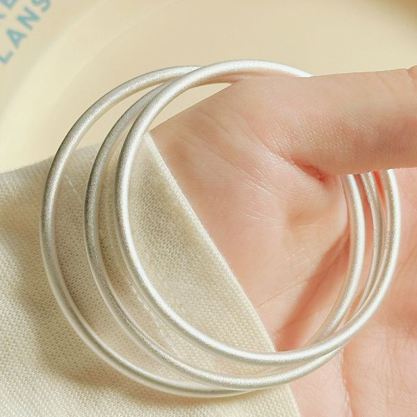 古法質感霧面 實心純銀手鐲 