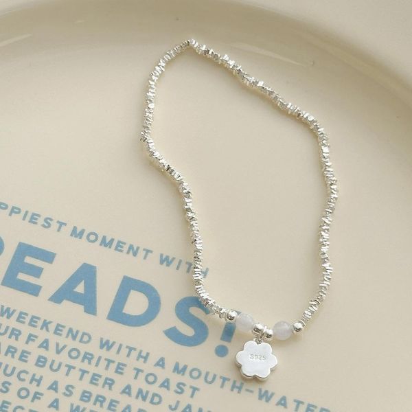 天藍小花 碎銀子 彈性純銀手鍊 