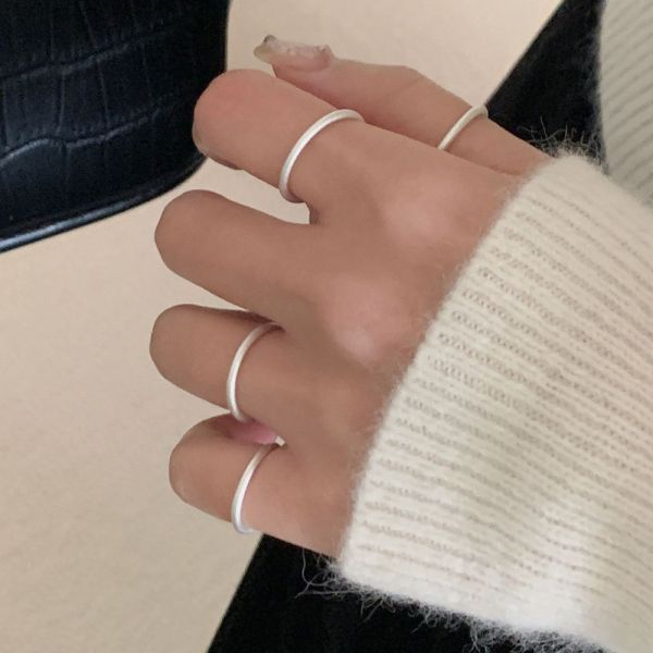 全碼！純銀古法霧面戒指 韓系純銀戒指,S925抗敏戒指,開口戒指推薦,尾戒防小人,情侶對戒 純銀,疊戴戒指風格,簡約細戒 日常百搭,女生純銀戒指推薦