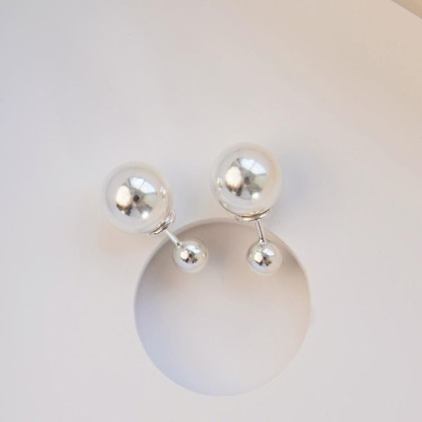 經典！雙圓珠 s925純銀耳環 