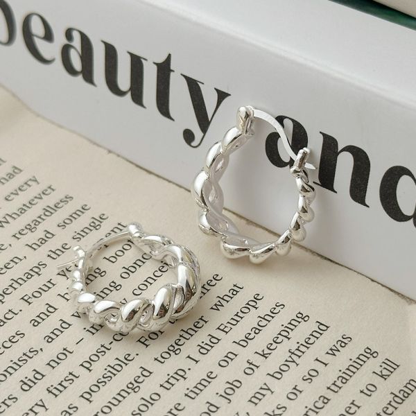 高級感！螺旋彎曲 壓扣耳環 