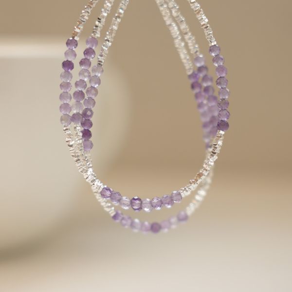 冰沁清透 紫水晶 碎銀手鍊 韓系純銀手鍊,S925抗敏手環,簡約手鍊推薦,女生日常百搭手鍊,情侶手鍊純銀,姐妹手鍊禮物,純銀手環,韓系風格,個性手鍊推薦