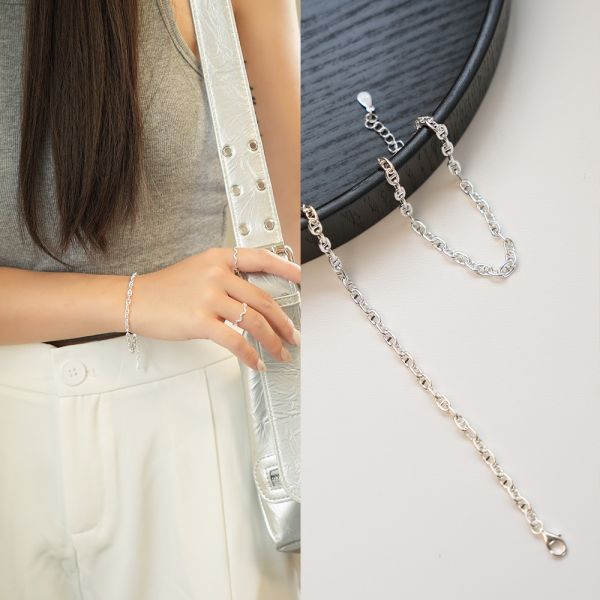 滿版小豬鼻 純銀手鍊 韓系純銀手鍊,S925抗敏手環,簡約手鍊推薦,女生日常百搭手鍊,情侶手鍊純銀,姐妹手鍊禮物,純銀手環,韓系風格,個性手鍊推薦