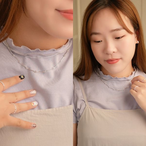 極細！骨頭串接 純銀項鍊 韓系純銀項鍊,S925鎖骨鍊推薦,女生百搭項鍊,韓系氣質鎖骨鍊,抗敏項鍊推薦,日常穿搭項鍊