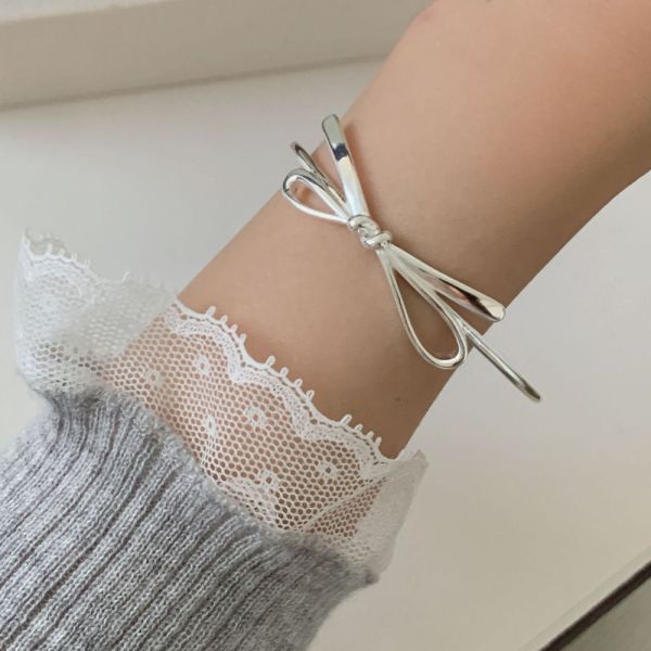 超大！蝴蝶結 純銀手鐲 韓系純銀手鍊,S925抗敏手環,簡約手鍊推薦,女生日常百搭手鍊,情侶手鍊純銀,姐妹手鍊禮物,純銀手環,韓系風格,個性手鍊推薦