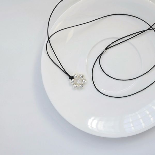 秋冬必備 銀珠花朵 毛衣鍊 