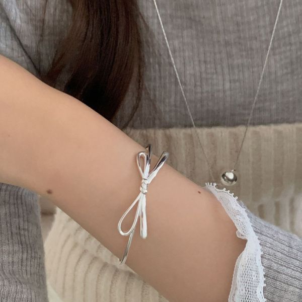 超大！蝴蝶結 純銀手鐲 韓系純銀手鍊,S925抗敏手環,簡約手鍊推薦,女生日常百搭手鍊,情侶手鍊純銀,姐妹手鍊禮物,純銀手環,韓系風格,個性手鍊推薦