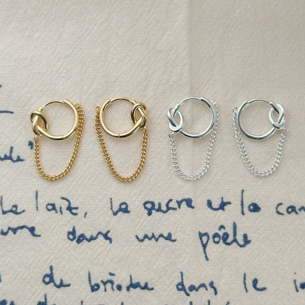 個性垂墜鍊條 易扣耳環 韓系純銀耳環,S925抗敏耳釘,女生氣質耳環推薦,小巧純銀耳環,抗敏耳環不過敏,百搭日常耳環,簡約韓系耳飾