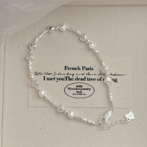 厚磅雙愛心 純銀手鍊 