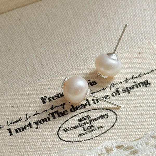 小巧愛心 淡水珍珠耳釘 