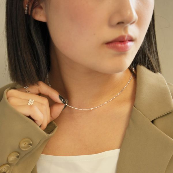閃閃惹人愛 純銀小亮珠項鍊 韓系純銀項鍊,S925鎖骨鍊推薦,女生百搭項鍊,韓系氣質鎖骨鍊,抗敏項鍊推薦,日常穿搭項鍊
