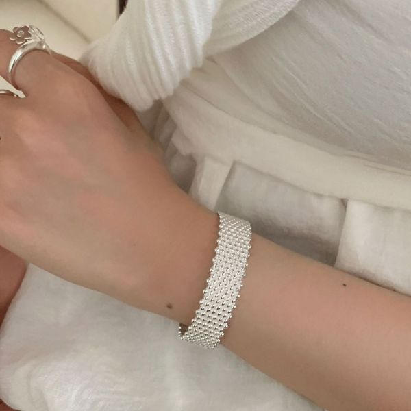 寬邊質感圓點 純銀手鐲 