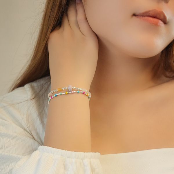 超可愛的紫色玻璃糖！小碎銀手鍊 韓系純銀手鍊,S925抗敏手環,簡約手鍊推薦,女生日常百搭手鍊,情侶手鍊純銀,姐妹手鍊禮物,純銀手環,韓系風格,個性手鍊推薦