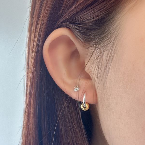 貓眼圓珠 金銀撞色 易扣耳環 韓系純銀耳環,S925抗敏耳釘,女生氣質耳環推薦,小巧純銀耳環,抗敏耳環不過敏,百搭日常耳環,簡約韓系耳飾