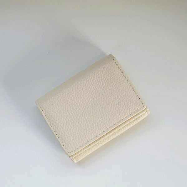 真皮荔枝紋三折短錢包 