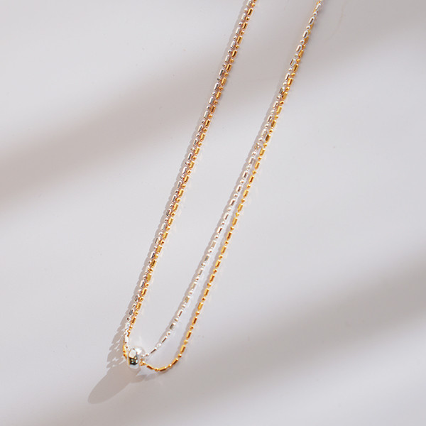 波光粼粼！金銀撞色小圓豆項鍊 
