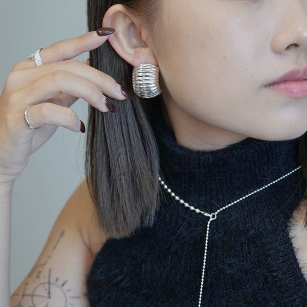 重工 厚磅! 大貝殼紋 耳釘 