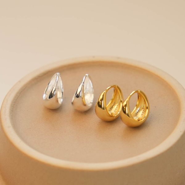 日常養耳款 極簡亮光甜甜圈 純銀易扣耳環 銀/金 