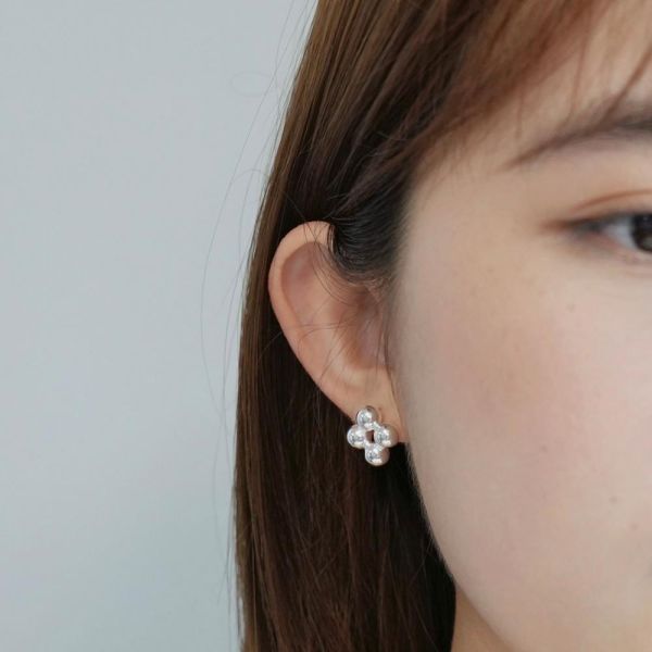 立體復古四圓珠耳釘 