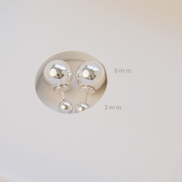 經典！雙圓珠 s925純銀耳環 