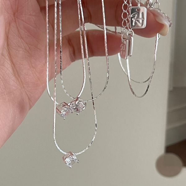 最高級最閃的那種鋯石純銀項鍊 