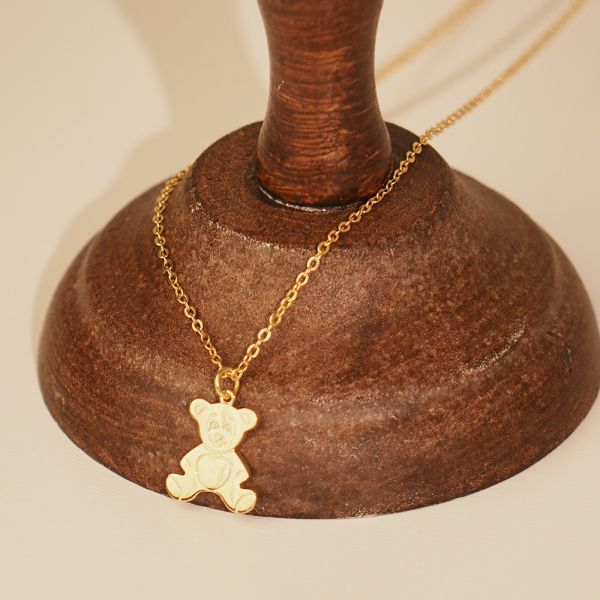 童話小熊 純銀項鍊 金色 韓系純銀項鍊,S925鎖骨鍊推薦,女生百搭項鍊,韓系氣質鎖骨鍊,抗敏項鍊推薦,日常穿搭項鍊