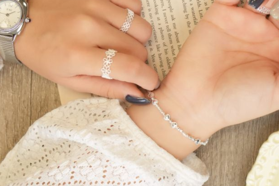 厚磅雙愛心 純銀手鍊 