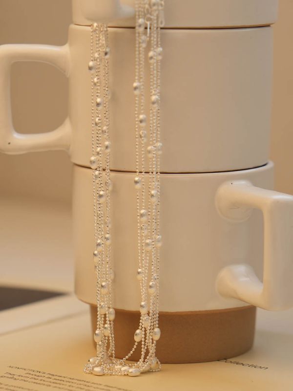 魅力小姐姐單品！閃光小米珠 純銀項鍊 韓系純銀項鍊,S925鎖骨鍊推薦,女生百搭項鍊,韓系氣質鎖骨鍊,抗敏項鍊推薦,日常穿搭項鍊