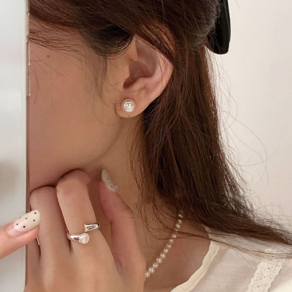 小巧愛心 淡水珍珠耳釘 