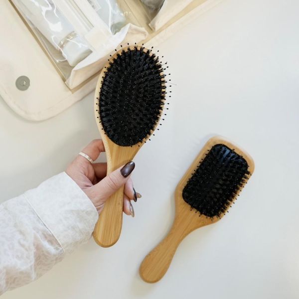 撫平毛躁!! 天然豬鬃毛氣墊梳 